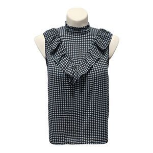 WHO What Wear Floral Mock Neck Ruffle‎ Blouse Top L